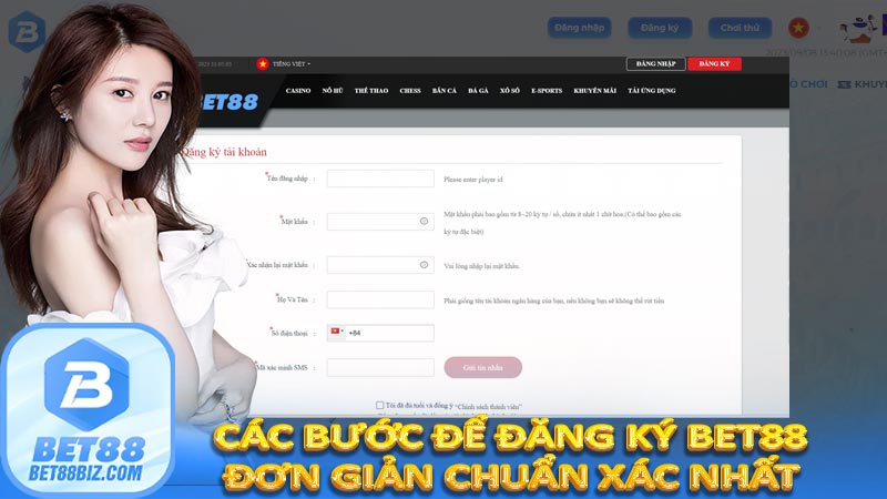 Các bước để đăng ký bet88 đơn giản chuẩn xác nhất 